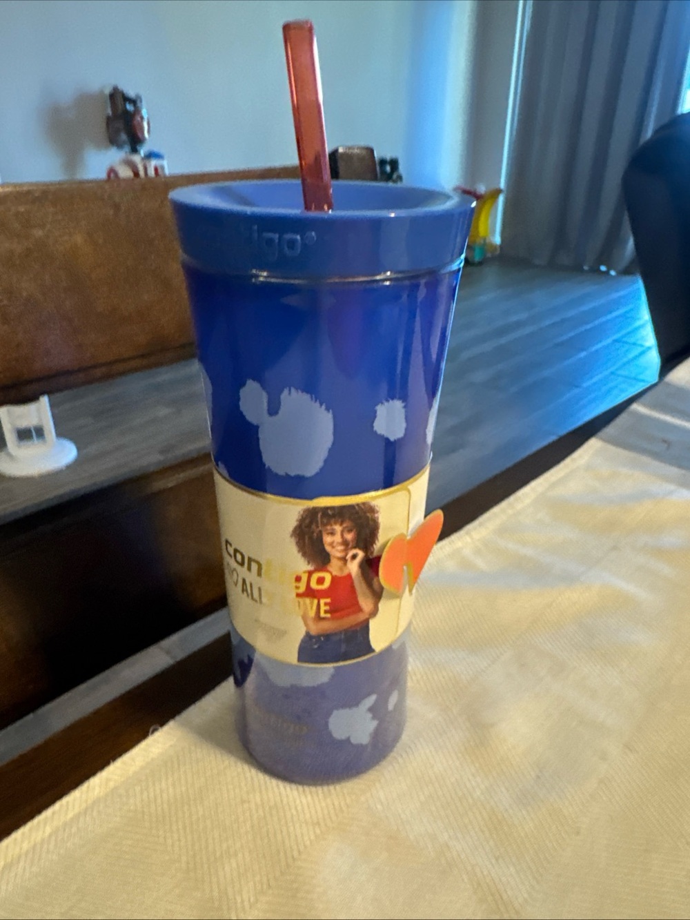 Blue Patterned Insulated Tumbler with Straw